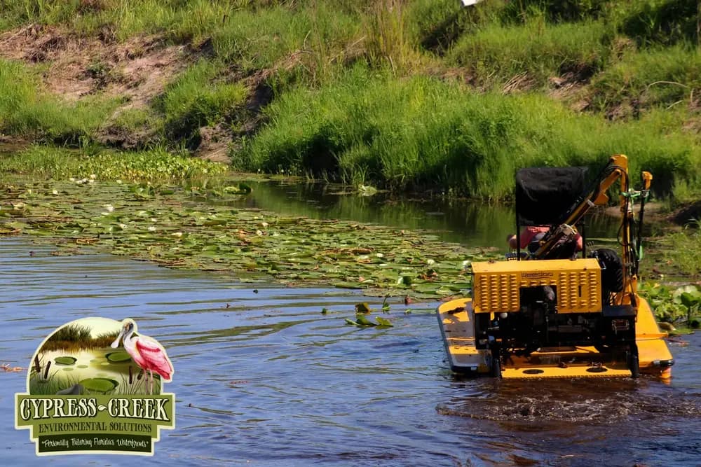 Aquatic vegetation removal on a Florida canal